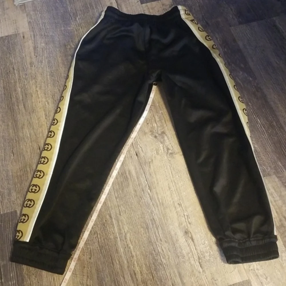 Gucci GG Small Monogram Legs Black Tan Reflective Trim Track Suit Jogger Bottoms - Picture 7 of 12